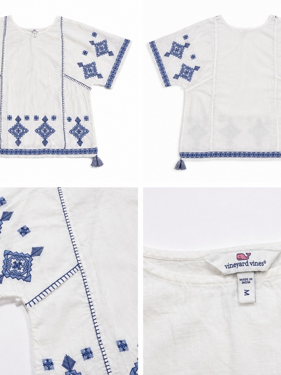 Vineyard Vines Other - Vineyard Vines White Short-Sleeve Embroidered Dress Shirt with Blue Accents